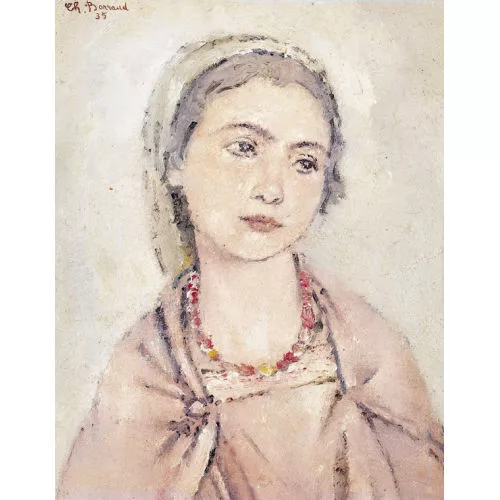 Charles Barraud — Bildnis einer jungen Frau mit Kopftuch.