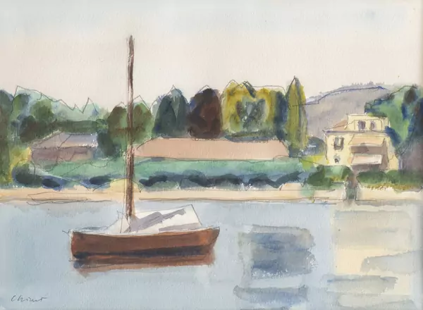 Charles CHINET (1981-1978), "Barque au bord du lac" — DognyAuction
