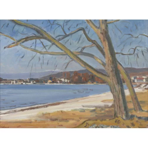 Charles Chinet — Herbstliche Uferlandschaft bei Rolle.