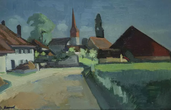 Charles CLÉMENT (1889-1972), "Le village de Bioley-Magnoud", 1953, Huile sur toile — DognyAuction