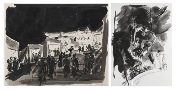 Charles Clément — Charles CLEMENT (1889-1972) "Les trapézistes" et "Scène de cirque sur la place de la Riponne"