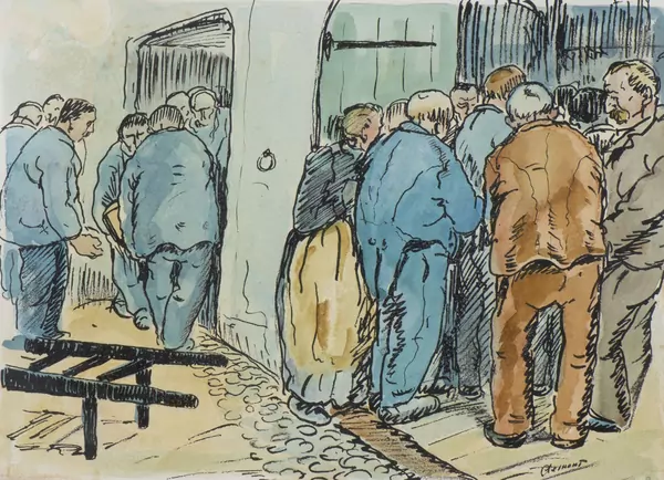 Charles CLÉMENT (1889-1972), "Obsèques au village", aquarelle — DognyAuction
