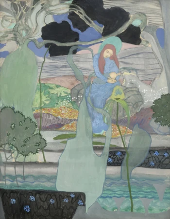 Paysage symboliste animé