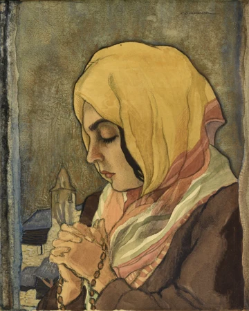 Jeune femme en prière