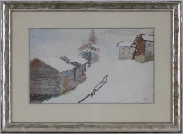 Charles Clos Olsommer — Village valaisan sous la neige
