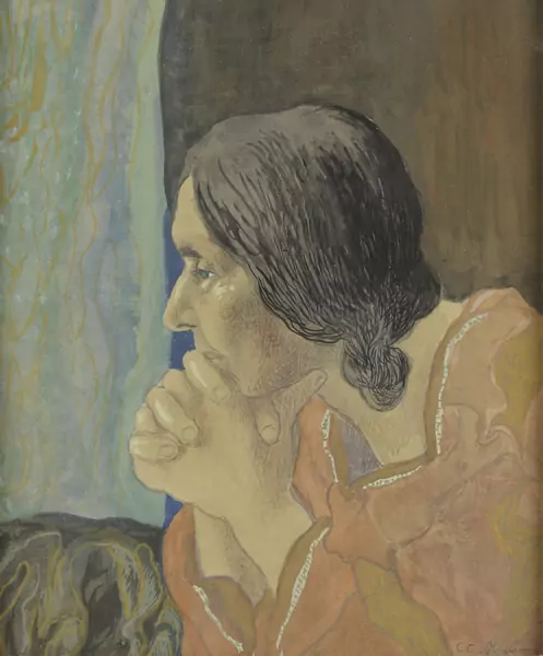 Charles Clos OLSOMMER (1883-1966), "Portrait de femme" Aquarelle et gouache sur papier — DognyAuction