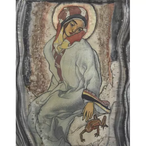 Sainte avec grenouille