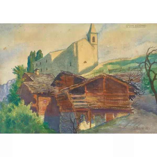Walliser Dorf mit Kirche