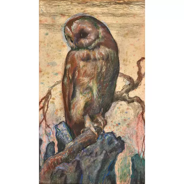Eule auf kahlem Ast