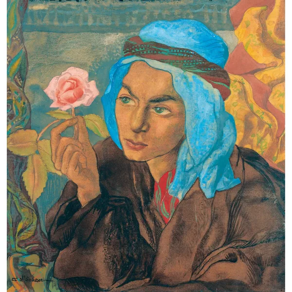 Charles Clos Olsommer — Junger Mann mit Turban und Rose.