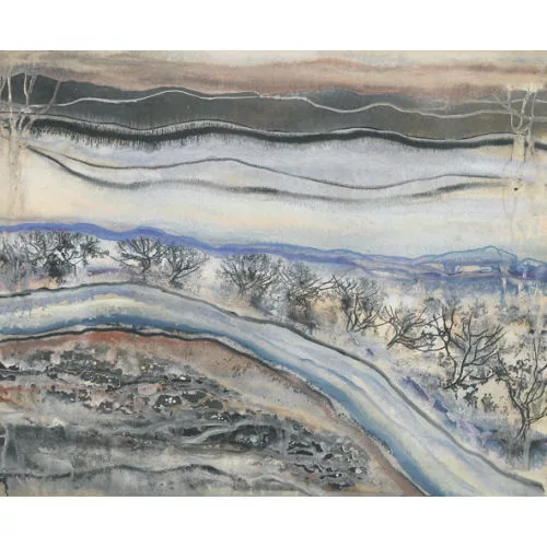 Charles Clos Olsommer — Flusslandschaft mit Bäumen.