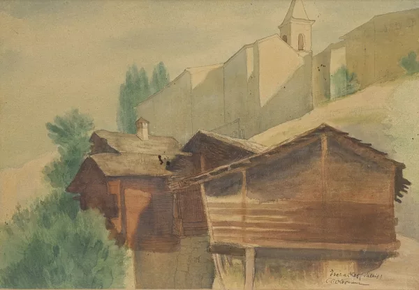 Charles Clos Olsommer — Chalets et église d'Isérables