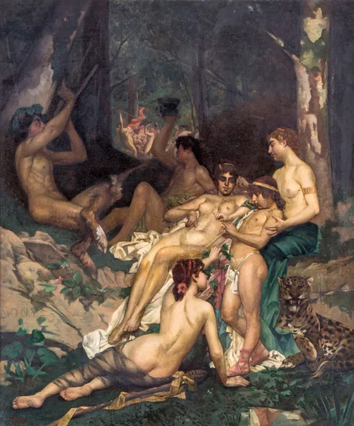 Charles Giron — Charles Giron (1850-1914), Bacchanale, huile sur