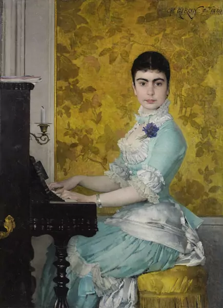 Charles Giron — Jeune femme au piano, 1880