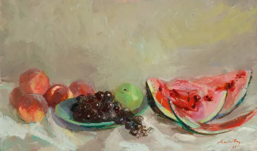 Charles Hug — Stillleben mit Früchten, 1965