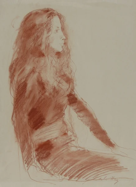 Charles Hug — Sitzende Frau im Profil