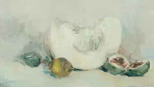 Charles Hug — Stillleben mit Melone, Feige und Zitrone