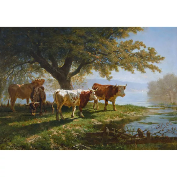 Charles Humbert — Kuhherde am besonnten Ufer des Genfersees.