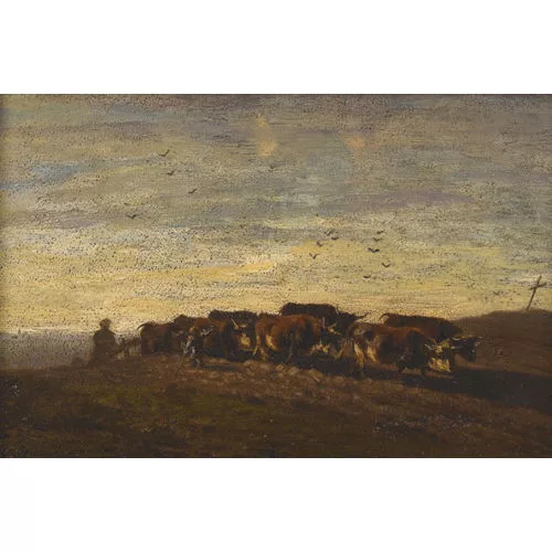 Charles Humbert — Bauer mit Ochsengespann beim Pflügen.