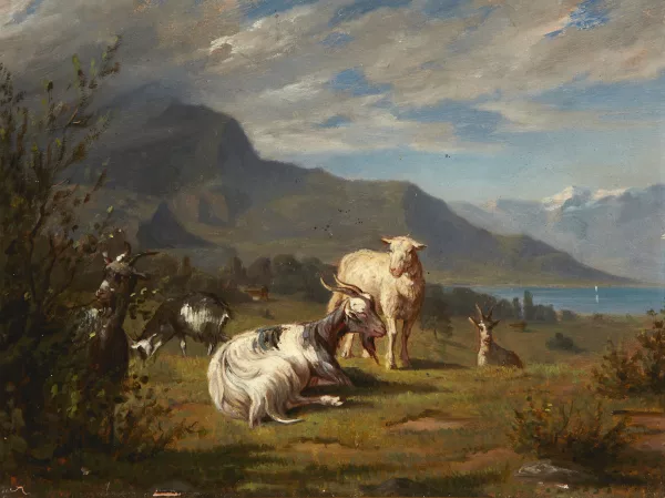 Charles Humbert — Berglandschaft mit Tieren