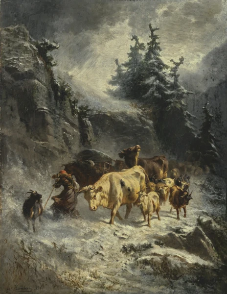 Charles Humbert — Troupeau dans une tempête de neige, 1858