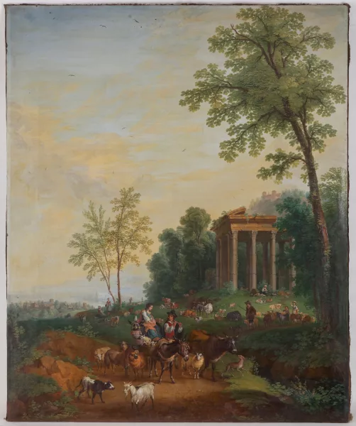 Charles-Joseph Auriol — Paysage de campagne animé,