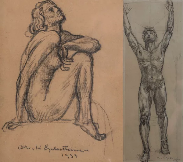 Charles L’Eplattenier — Charles L'Eplattenier (1874-1946), deux dessins préparatoires