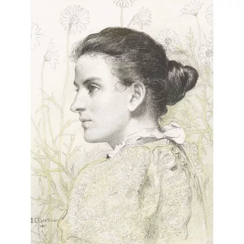 Charles L’Eplattenier — Porträt einer jungen Frau zwischen Margeriten.