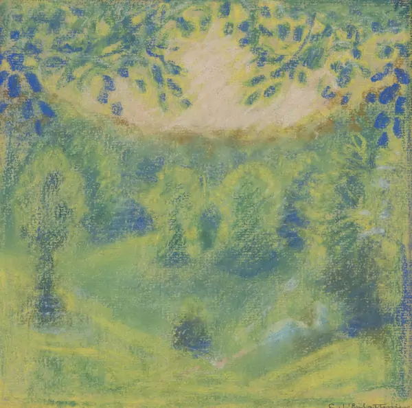 Charles L'EPLATTENIER (1874-1946), "Jardin au printemps", pastel sur papier — DognyAuction