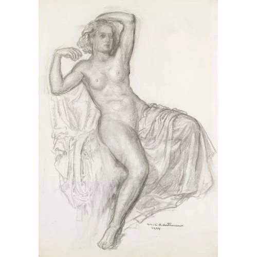 Charles L’Eplattenier — Nu assis avec draperie.