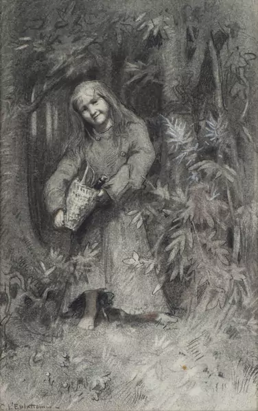 Charles L'ÉPLATTENIER (1874-1946), 'Le Chaperon rouge', crayon — DognyAuction