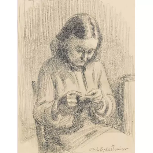 Strickendes Mädchen