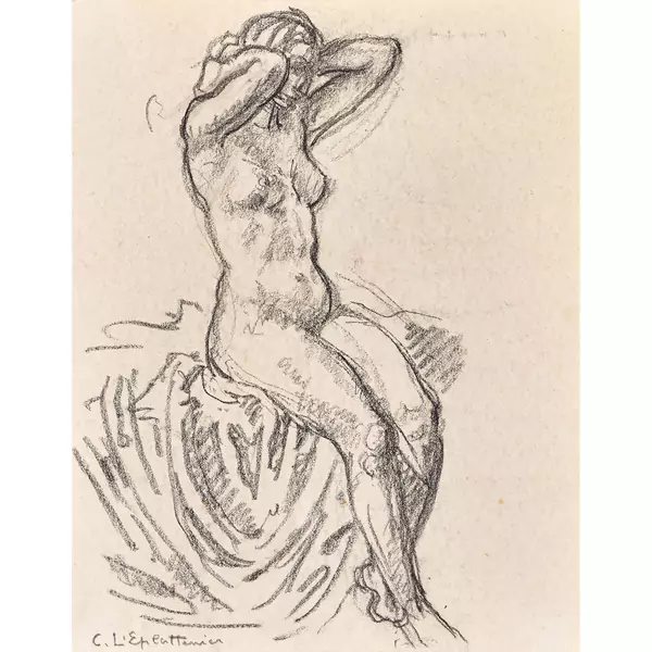 Nue assise