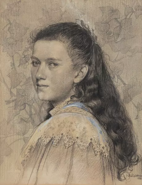 Charles L'ÉPLATTENIER (1874-1946), 'Portrait de jeune fille', fusain — DognyAuction
