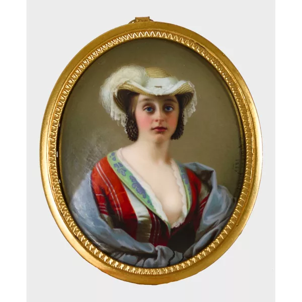 CHARLES-LOUIS-FRANÇOIS GLARDON — Bildnis einer Dame mit Federhut.