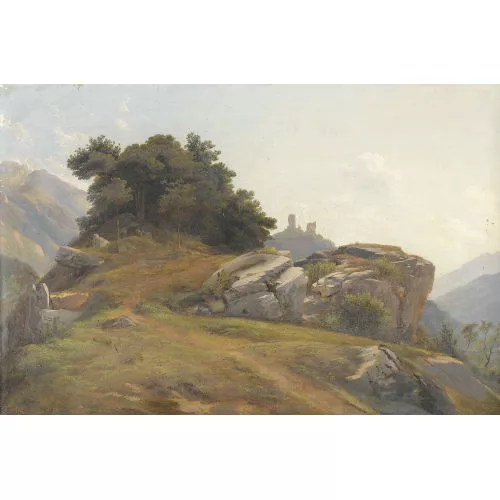 Charles-Louis Guigon — Felsige Landschaftspartie mit Ruine.