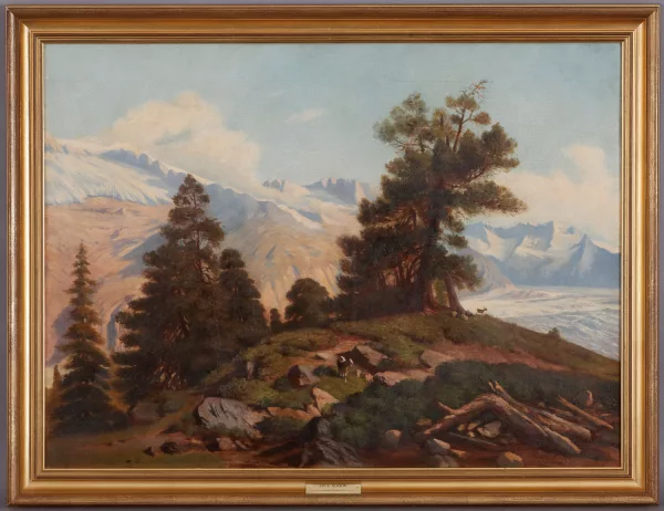Charles-Louis Guigon — Paysage de montagne avec chèvre,
