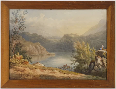 Paysage lacustre animé