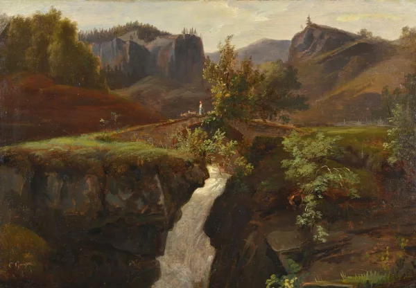 Charles-Louis Guigon — Bergère sur un pont