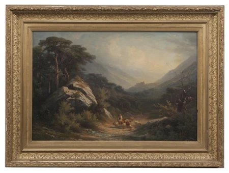 Paysage de campagne animé de bergers