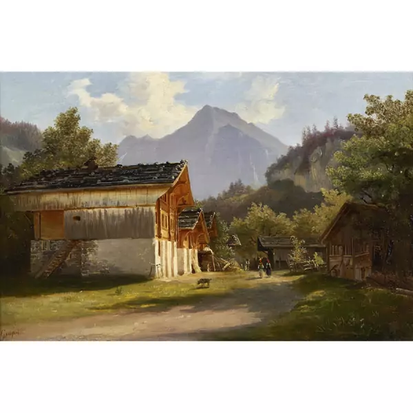 Sommerliche Berglandschaft mit Bauernhäusern