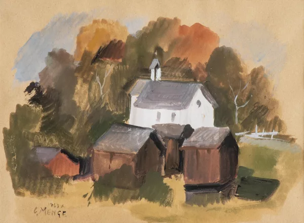 Charles Menge — Charles MENGE (1920-2009) "Hameau", gouache