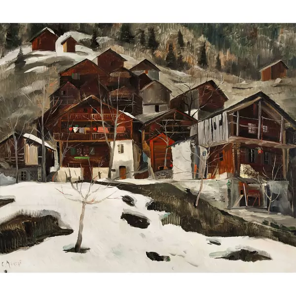 Walliser Dorf im Vorfrühling