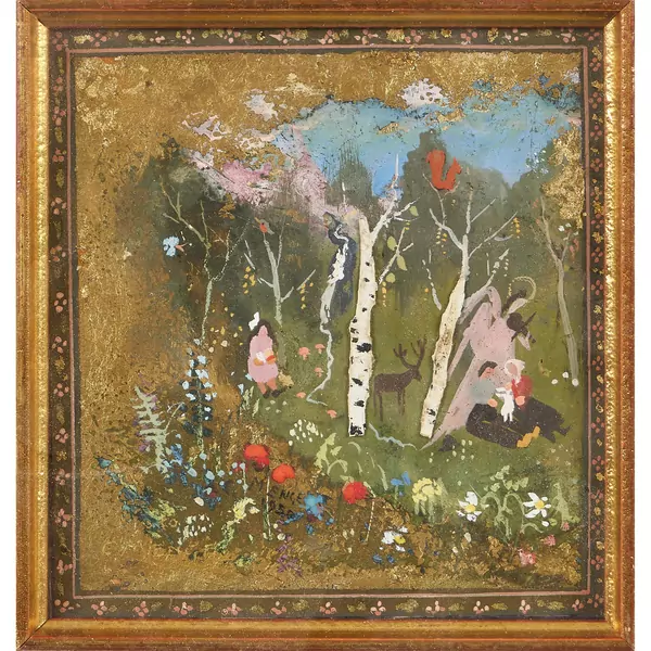 Paysage aux figures et ange