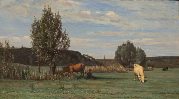 Charles MONNIER (1837-1875), "Pâturage avec vaches", huile — DognyAuction