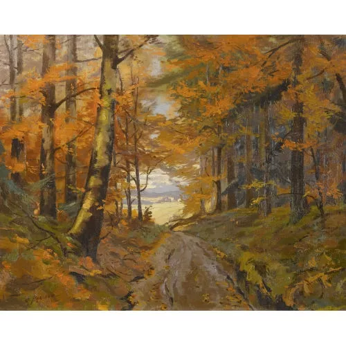 Charles Parisod — Herbstlicher Waldweg.