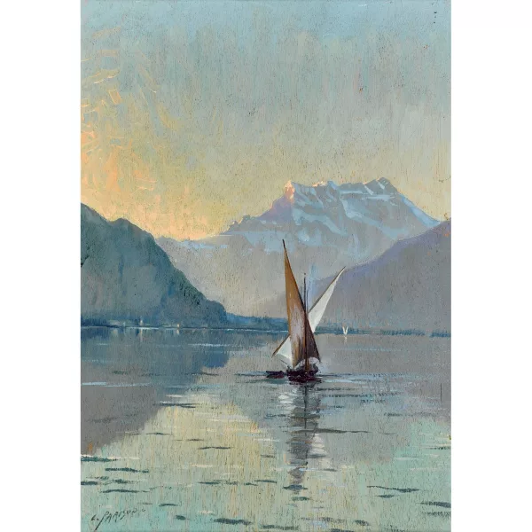 Charles Parisod — Le Lac Léman et les Dents du Midi.