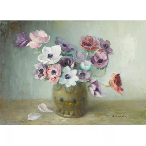 Charles Stoecklin — Stillleben mit Anemonen in einer Vase.