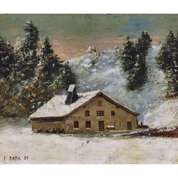 Cherubino Patà — Paysage d′hiver avec maison.