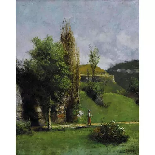 Südliche Landschaft mit junger Frau